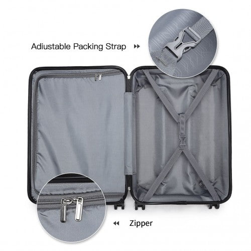 K1871-1L+EA2212 - Kono ABS 4 Wheel Suitcase Set With Vanity Case And Weekend Bag And Toiletry Bag - Pink