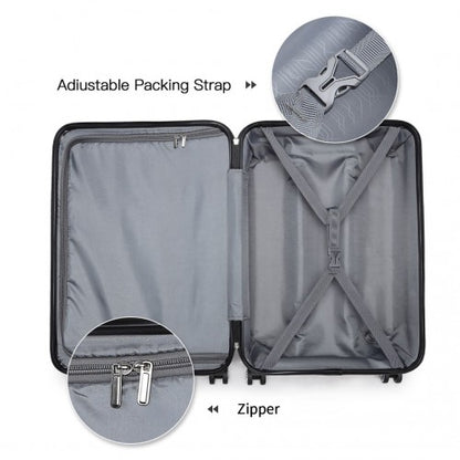 K1871-1L+EA2212 - Kono ABS 4 Wheel Suitcase Set With Vanity Case And Weekend Bag And Toiletry Bag - Pink