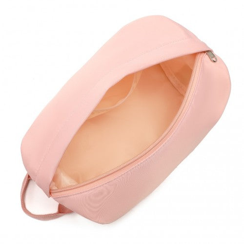 K1871-1L+EA2212 - Kono ABS 4 Wheel Suitcase Set With Vanity Case And Weekend Bag And Toiletry Bag - Pink