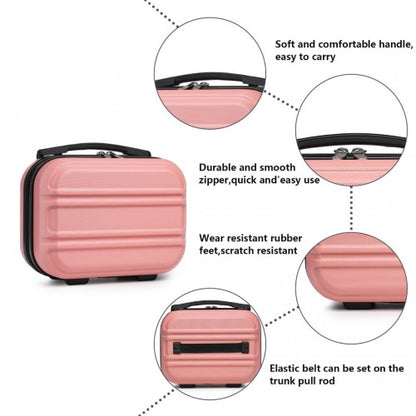 K1871-1L - Kono ABS Sculpted Horizontal Design 4 Pcs Suitcase Set With Vanity Case - Nude