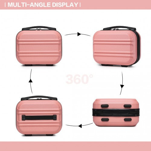 K1871-1L - Kono ABS Sculpted Horizontal Design 4 Pcs Suitcase Set With Vanity Case - Nude