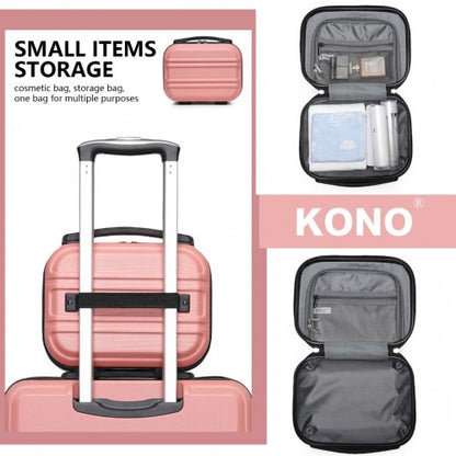 K1871-1L - Kono ABS Sculpted Horizontal Design 4 Pcs Suitcase Set With Vanity Case - Nude