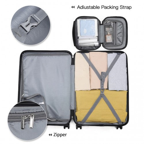 K1871-1L - Kono ABS Sculpted Horizontal Design 4 Pcs Suitcase Set With Vanity Case - Nude