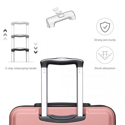 K1871-1L - Kono ABS Sculpted Horizontal Design 4 Pcs Suitcase Set With Vanity Case - Nude