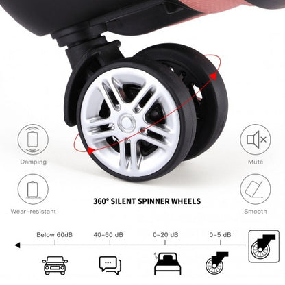 K1871-1L - Kono ABS Sculpted Horizontal Design 4 Pcs Suitcase Set With Vanity Case - Nude