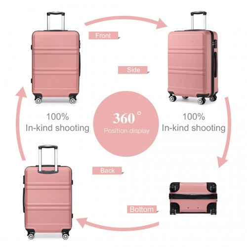 K1871-1L - Kono ABS Sculpted Horizontal Design 4 Pcs Suitcase Set With Vanity Case - Nude