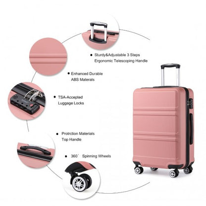 K1871-1L - Kono ABS Sculpted Horizontal Design 4 Pcs Suitcase Set With Vanity Case - Nude