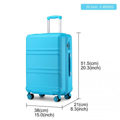 Kono K1871-1L+E2019 - 20 Inch ABS Cabin Size Suitcase with Travel Luggage Organiser Bag Set - Blue