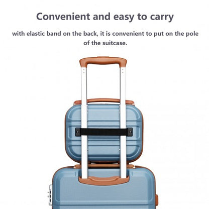 K1871-1L - Kono 12 Inch Lightweight Hard Shell ABS Vanity Case - Grayish Blue And Brown