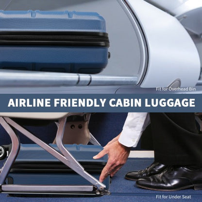 K1871-1L - Kono ABS 16 Inch Sculpted Horizontal Design Cabin Luggage - Navy