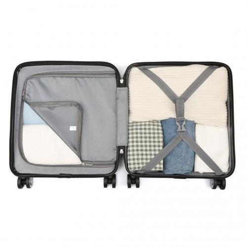 K1871-1L - Kono ABS 16 Inch Sculpted Horizontal Design Cabin Luggage - Navy