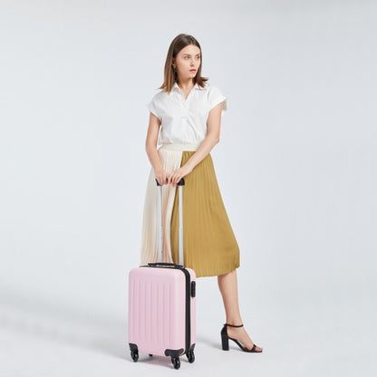 K1872L - Kono 19 Inch ABS Hard Shell Carry On Luggage 4 Wheel Spinner Suitcase - Nude