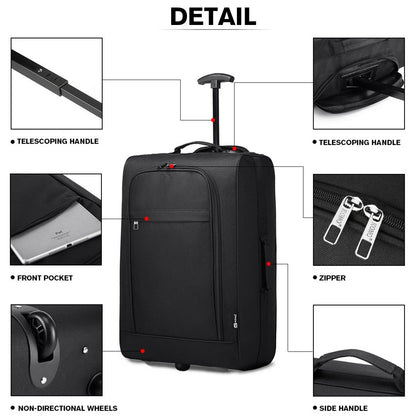 Kono 20" K1873-2 - SOFT SHELL HAND LUGGAGE - BLACK
