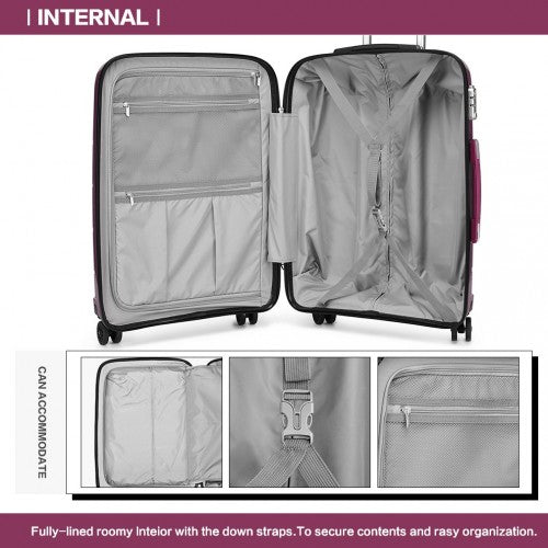 K1997L - KONO 24 INCH HARD SHELL PP SUITCASE - PURPLE