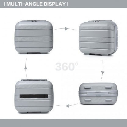 Easy Luggage K2091L - Kono Multi Texture Hard Shell PP Suitcase With TSA Lock And Vanity Case 4 Pieces Set - Classic Collection - Grey