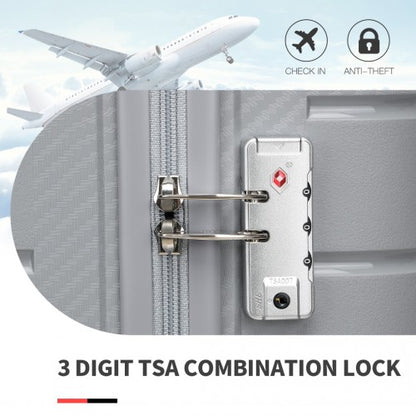 Easy Luggage K2091L - Kono Multi Texture Hard Shell PP Suitcase With TSA Lock And Vanity Case 4 Pieces Set - Classic Collection - Grey
