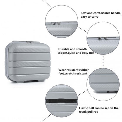 Easy Luggage K2091L - Kono Multi Texture Hard Shell PP Suitcase With TSA Lock And Vanity Case 4 Pieces Set - Classic Collection - Grey