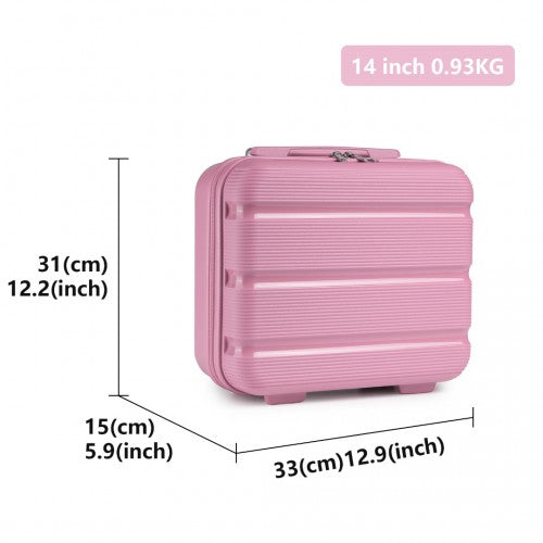 Easy Luggage K2092L - Kono 14 Inch Bright Hard Shell PP Vanity Case - Pink