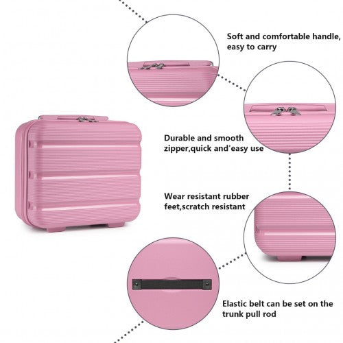 Easy Luggage K2092L - Kono 14 Inch Bright Hard Shell PP Vanity Case - Pink