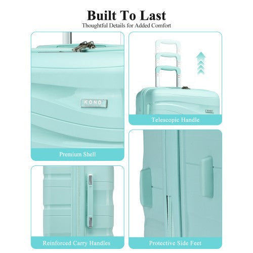 Kono K2094L - Lightweight Polypropylene Hard Shell 4 Piece Suitcase Set With TSA Lock And Vanity Case