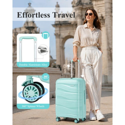 Kono K2094L - Lightweight Polypropylene Hard Shell 4 Piece Suitcase Set With TSA Lock And Vanity Case