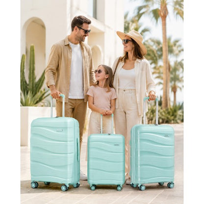 Kono K2094L - Lightweight Polypropylene Hard Shell 4 Piece Suitcase Set With TSA Lock And Vanity Case