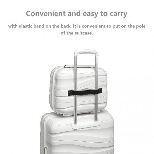 K2094L - Kono Lightweight Polypropylene Hard Shell Suitcase With TSA Lock - Cream White
