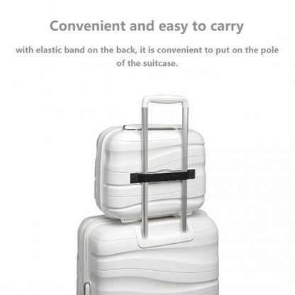 K2094L - Kono Lightweight Polypropylene Hard Shell Suitcase With TSA Lock - Cream White
