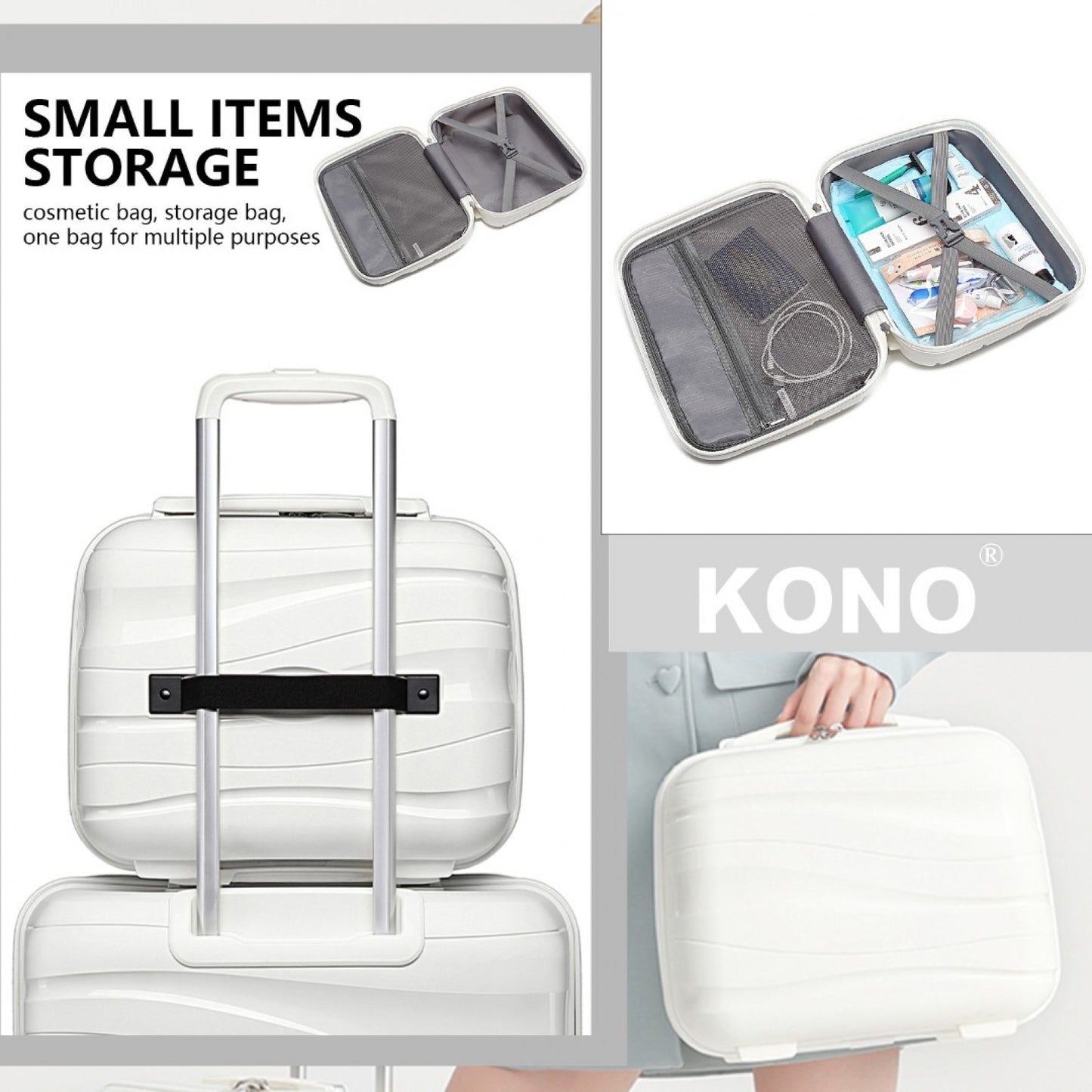 Kono 14" K2094L - Lightweight Polypropylene Hard Shell Vanity Case Hard Shell PP
