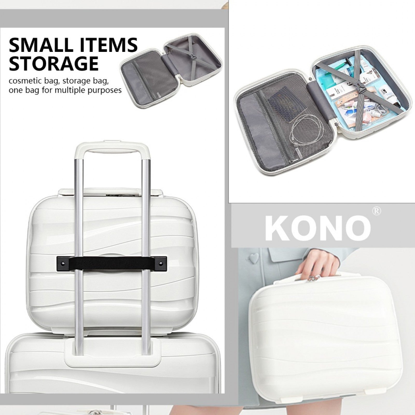 Kono 14" K2094L - Lightweight Polypropylene Hard Shell Vanity Case Hard Shell PP