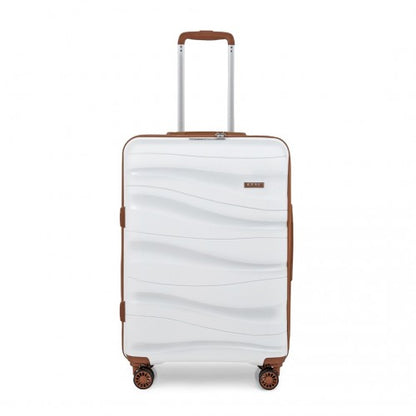 K2094L - Kono 28 Inch Lightweight Polypropylene Hard Shell Suitcase With TSA Lock - Cream