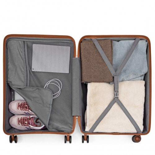 K2094L+EA2212 - Kono 20 Inch Polypropylene Cabin Size Suitcase 3 Piece Travel Set with Weekend Bag and Toiletry Bag - Cream