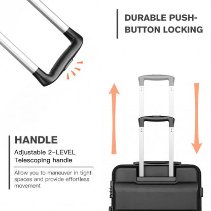 K2191L - Kono 3-Piece Lightweight ABS Hardshell Suitcase Set - 19, 24, 28 Inch with Secure TSA Lock - Black