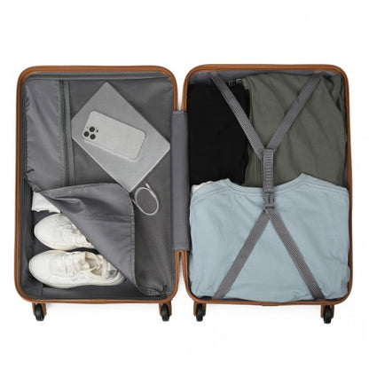 K2191L - Kono 28 Inch Check in Luggage - Streamlined ABS Hardshell Suitcase with Secure TSA Lock - Cream