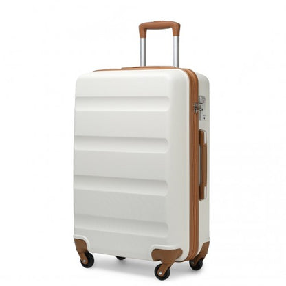 K2191L - Kono 28 Inch Check in Luggage - Streamlined ABS Hardshell Suitcase with Secure TSA Lock - Cream