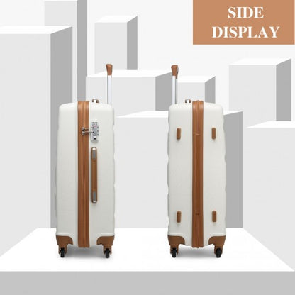 K2191L - Kono 28 Inch Check in Luggage - Streamlined ABS Hardshell Suitcase with Secure TSA Lock - Cream