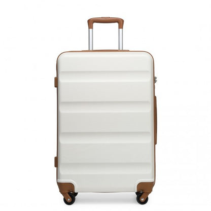 K2191L - Kono 28 Inch Check in Luggage - Streamlined ABS Hardshell Suitcase with Secure TSA Lock - Cream