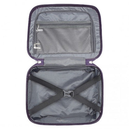 Easy Luggage K2393L - British Traveller 4 Pcs Set Spinner Hard Shell PP Suitcase With TSA Lock And Vanity Case - Purple