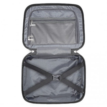 Easy Luggage K2393L - British Traveller 4 Pcs Set Spinner Hard Shell PP Suitcase With TSA Lock And Vanity Case - Black