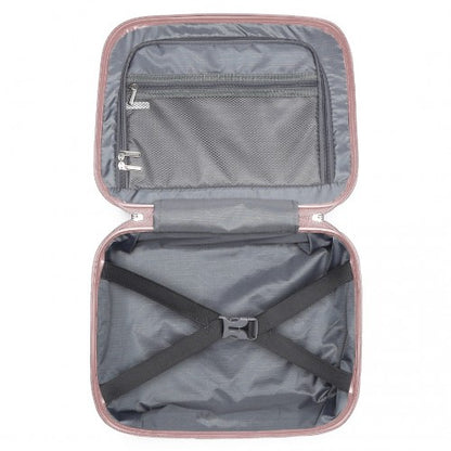 Easy Luggage K2393L - British Traveller 4 Pcs Set Spinner Hard Shell PP Suitcase With TSA Lock And Vanity Case - Nude