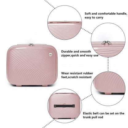 Easy Luggage K2393L - British Traveller 4 Pcs Set Spinner Hard Shell PP Suitcase With TSA Lock And Vanity Case - Nude