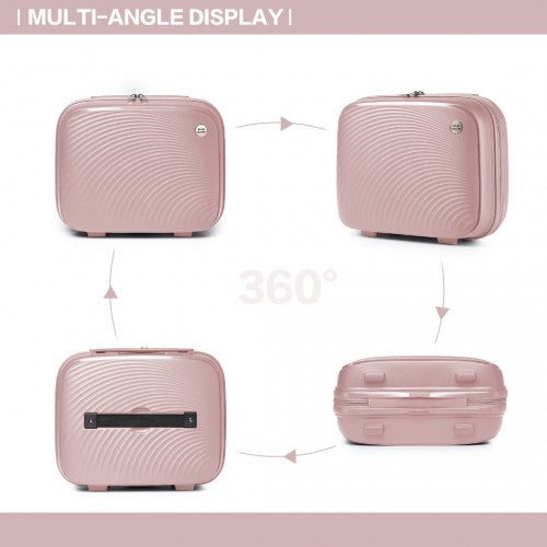 Easy Luggage K2393L - British Traveller 4 Pcs Set Spinner Hard Shell PP Suitcase With TSA Lock And Vanity Case - Nude