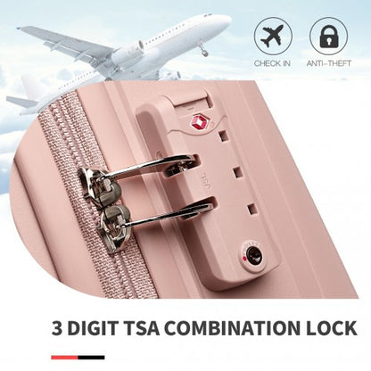 Easy Luggage K2393L - British Traveller 4 Pcs Set Spinner Hard Shell PP Suitcase With TSA Lock And Vanity Case - Nude