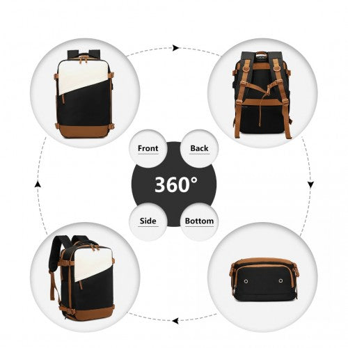K2394L+S2362 - Kono Hard Shell ABS Carry-Ons Cabin Suitcase Included Vanity Case And Backpack 3 Piece Travel Set - Black