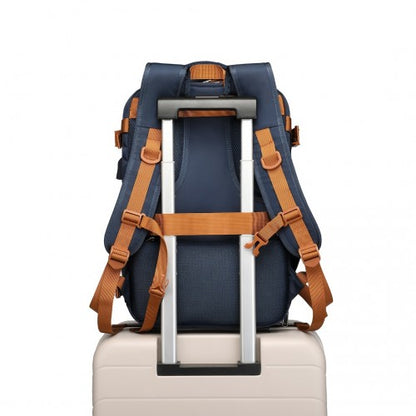 K2394L+S2362 - Kono Hard Shell ABS Carry-Ons Cabin Suitcase Included Vanity Case And Backpack 3 Piece Travel Set - Navy