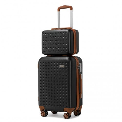 Easy Luggage K2394L - Kono 13/20 Inch Flexible Hard Shell ABS Suitcase With TSA Lock And Vanity Case - Black