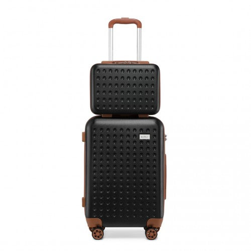 Kono K2394L - 13/20 Inch Flexible Hard Shell ABS Suitcase With TSA Lock And Vanity Case - Black