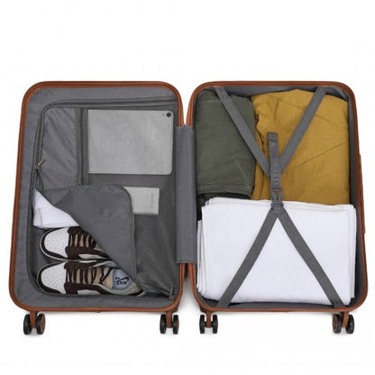 Kono K2394L - 20 Inch Cabin Size Flexible Hard Shell ABS Suitcase With TSA Lock - Cream