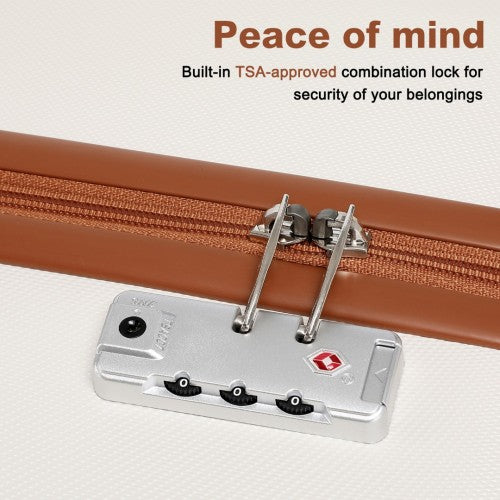 Kono K2394L - 20 Inch Cabin Size Flexible Hard Shell ABS Suitcase With TSA Lock - Cream