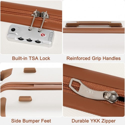 Kono K2394L - 20 Inch Cabin Size Flexible Hard Shell ABS Suitcase With TSA Lock - Cream